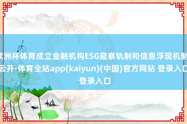 欧洲杯体育成立金融机构ESG窥察轨制和信息浮现机制-云开·体育全站app(kaiyun)(中国)官方网站 登录入口