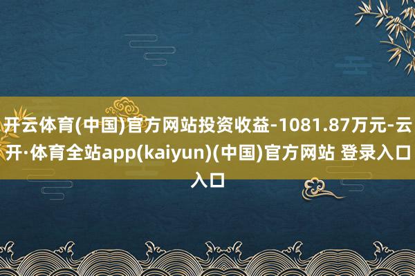 开云体育(中国)官方网站投资收益-1081.87万元-云开·